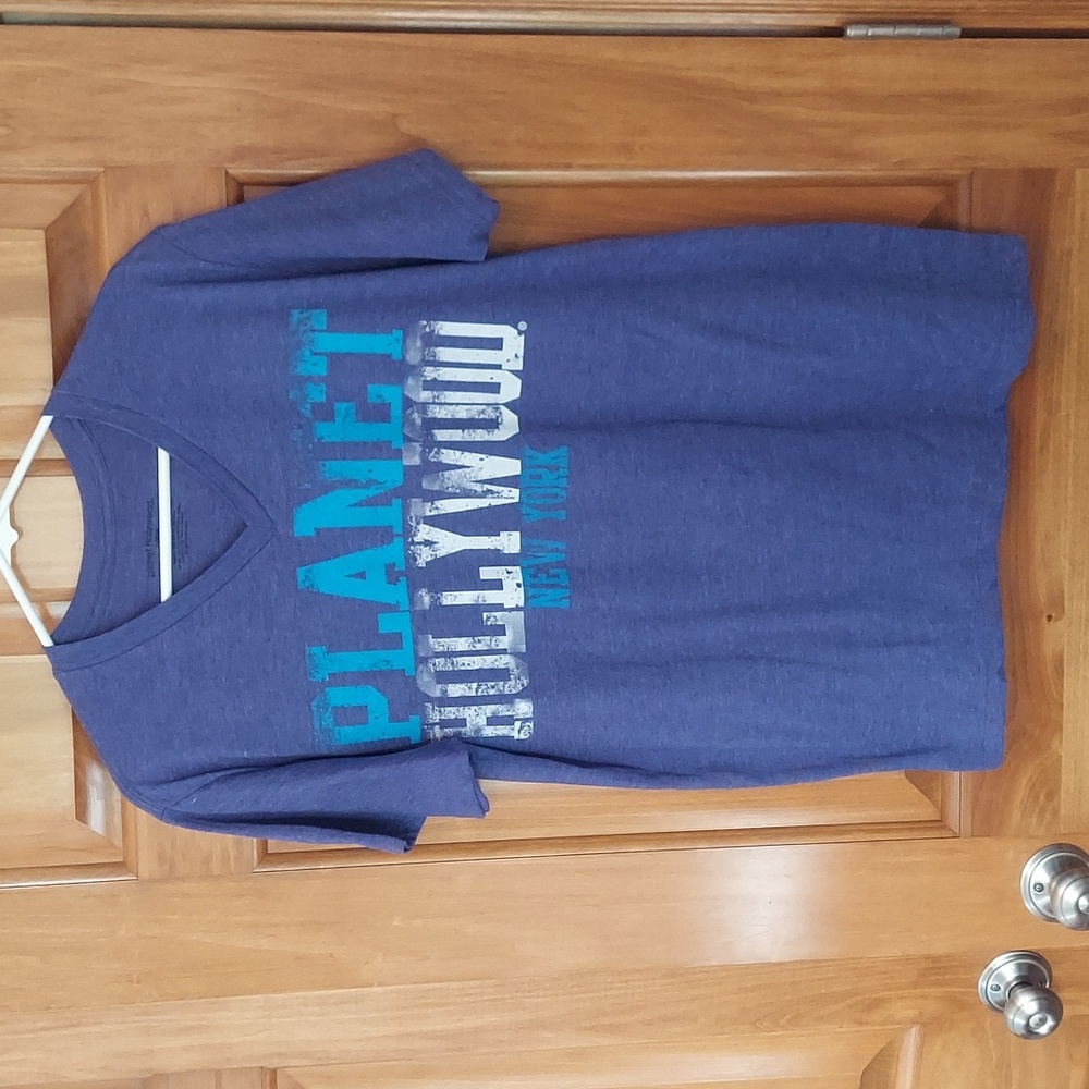 * Planet Hollywood New York Purple Heather V-Neck Soft Tee Shirt, Size Large NEW